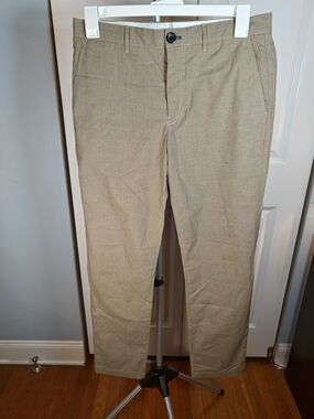 Paul Smith Mens 32 Tan Brown Micro Houndstooth Slim Fit Stretch Chinos Pants
